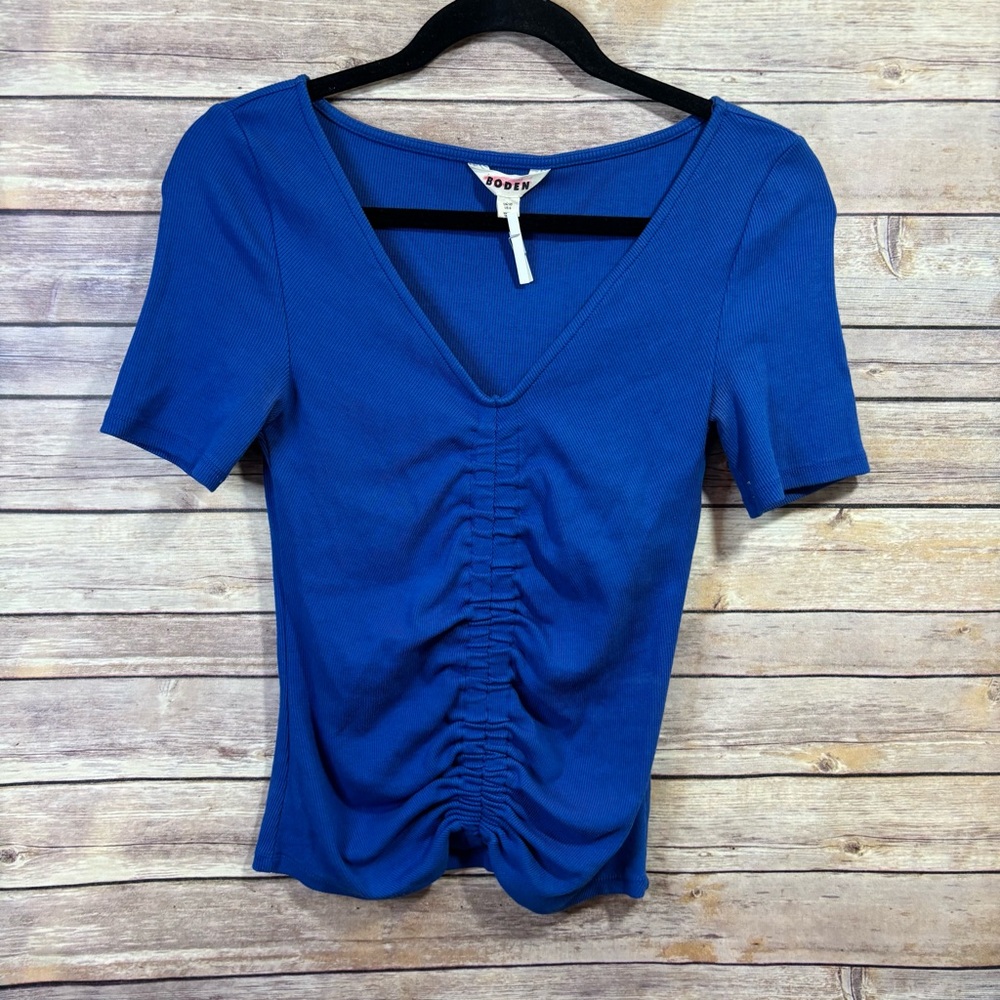 Boden Cobalt‎ Blue Top Blouse size 6 Ruched Front